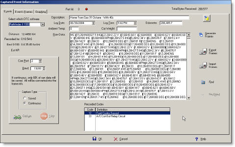 Data logging screen shot.  Logging of a Chrysler 88 Turbo II Daytona Shelby Z